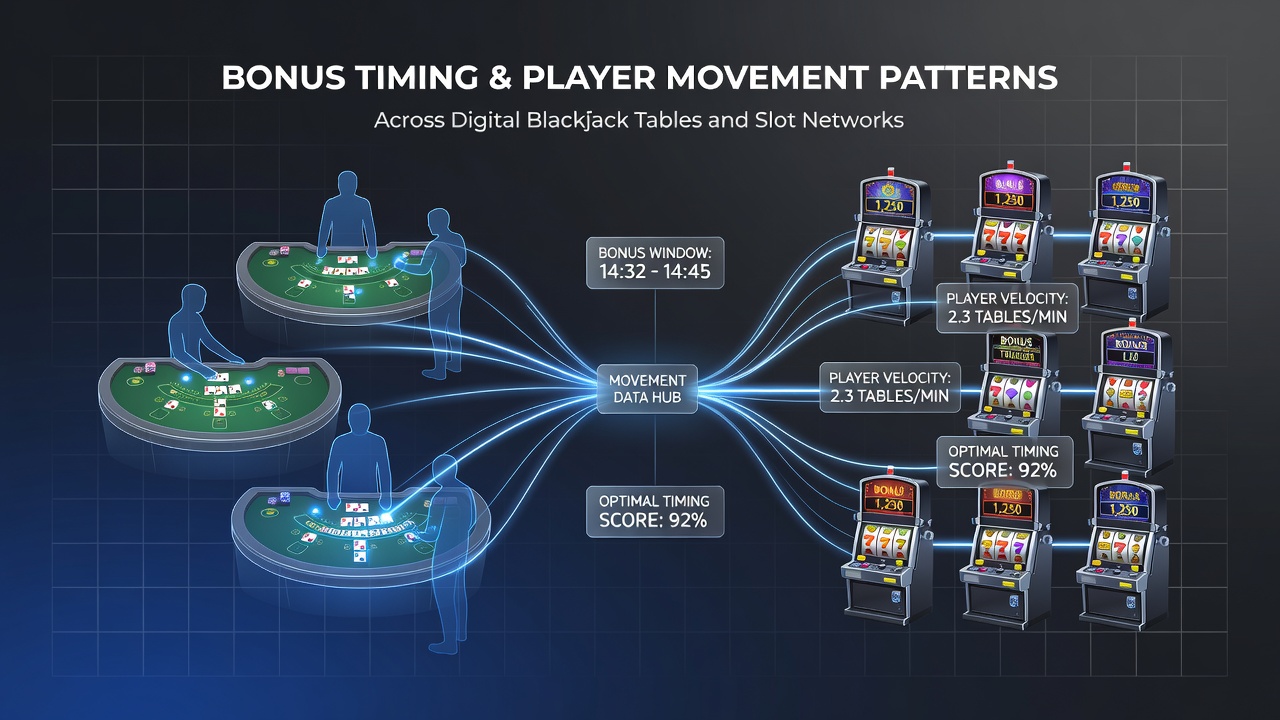 Diagramme zu Bonus-Timing und Spielerflüssen in Slot- und Blackjack-Netzwerken