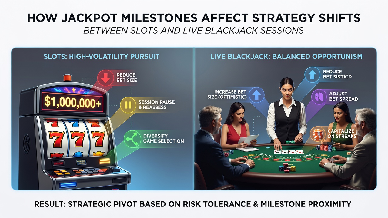 Live-Blackjack-Tisch mit Spielern, die nach Slot-Meilensteinen ihre Einsätze anpassen